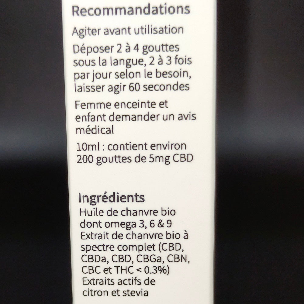 Huile CBD 10% Bio Quiétude Citron