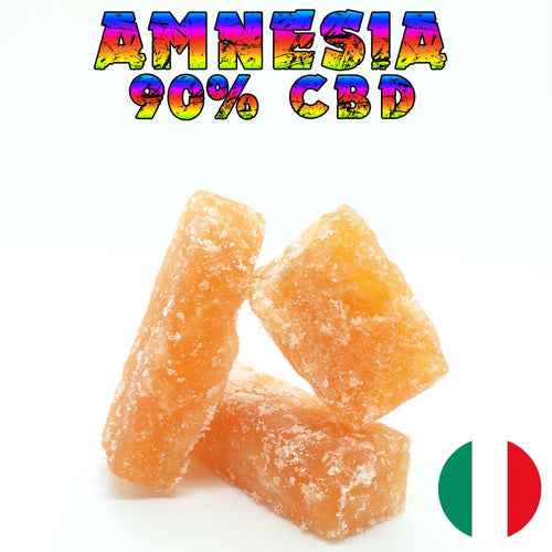 Crumble CBD Amnesia Italie cubes orangés Les Frères CBD