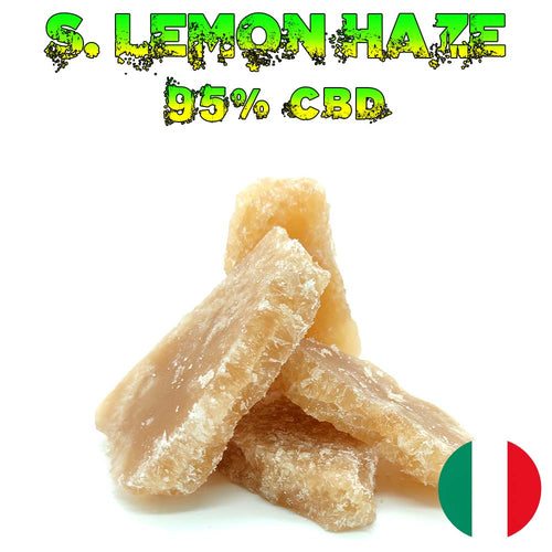Crumble CBD Super Lemon Haze Italie morceaux ambrés Les Frères CBD